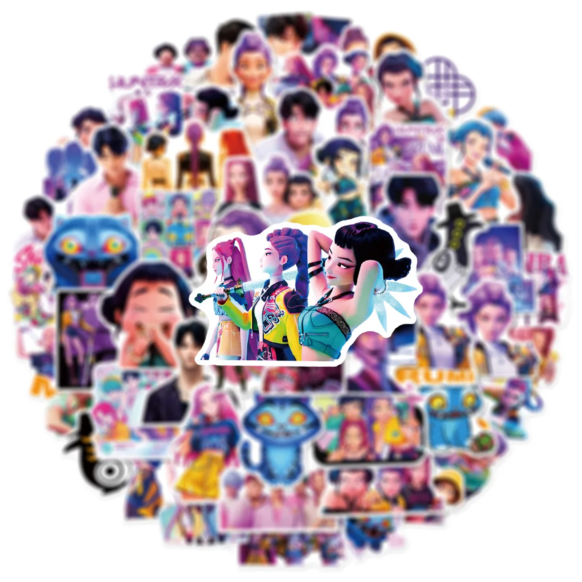 60Pcs Movie KPop Demon Hunters Stickers Derpy Tiger Waterproof Graffiti DIY Phone Case Laptop Cool Scrapbooking Stickers S