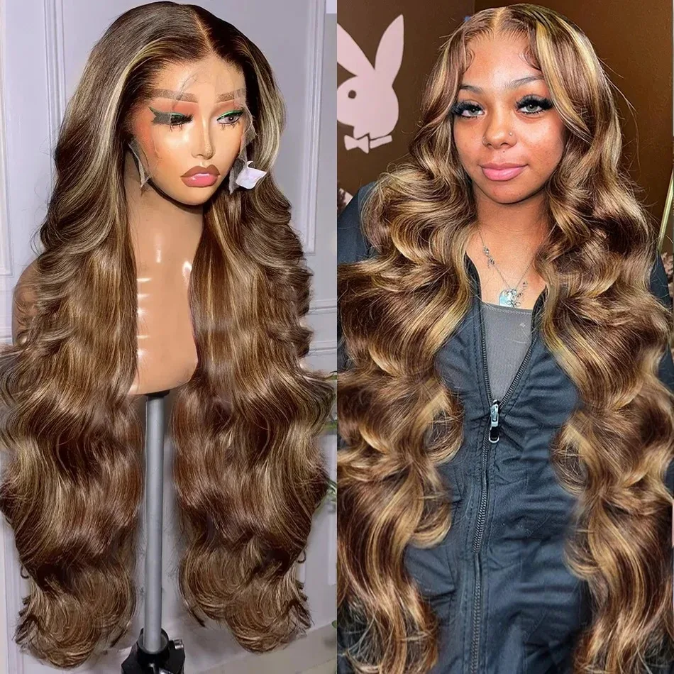 Body Wave 30 Inch Highlight 13x4 Lace Front Human Hair Transparent Lace Frontal Wig Brazilian 200 density For Black Women