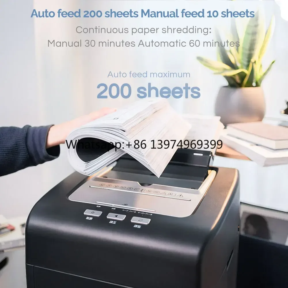 200 Sheets 35L P5 Auto-Feed Paper Shredder Mobile Cross-Cut Security  CD Staples Destroyer Suitable for School/Office factory
