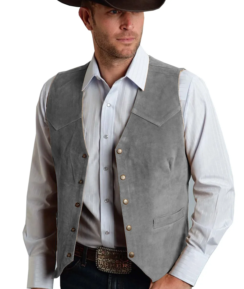 

Men's Suit Vest Metal Buckle Suede Vest Business Regular Slim Fit Vest