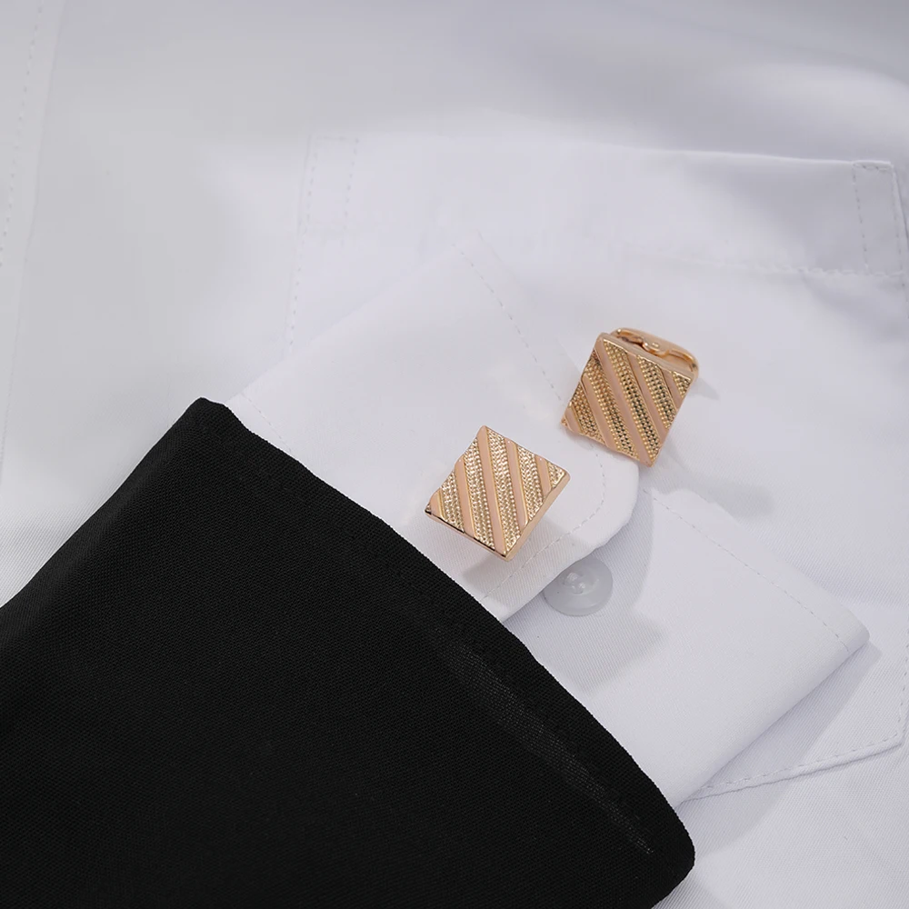 2025 Mens Golden Diagonal Square Cufflinks With Whale Back Closure For Shirt Suit Tuxedo Blouse