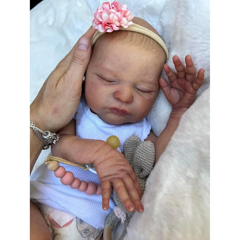 48cm Already Finished Reborn Baby Doll Laura Lifelike Newborn Size 3D Skin Hand Detailed Painted Skin Visible Veins