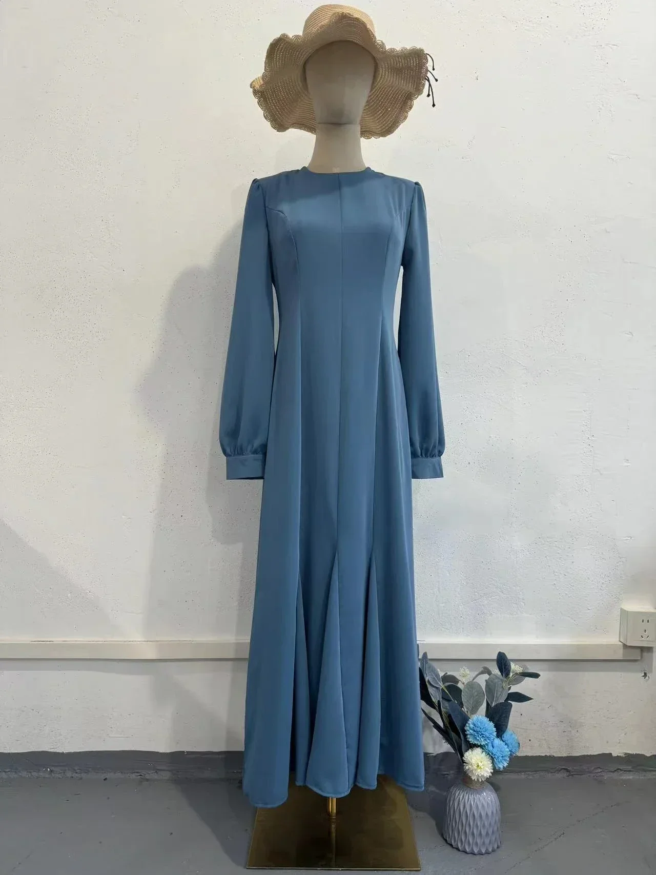 

Eid Party Dress for Women Vestidos Abaya Dresses Slim Fit Solid Jalabiya Ramadan Morocco Dubai Kaftan Islam Arab Long Robe 2025