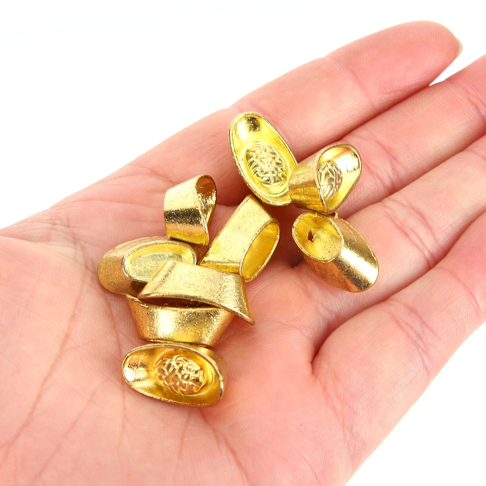 

20pcs Gold Ingot Ornaments Exquisite Desktop Decor Chinese Crafts For Home Office Table Decoration Propitious Metal Ingots