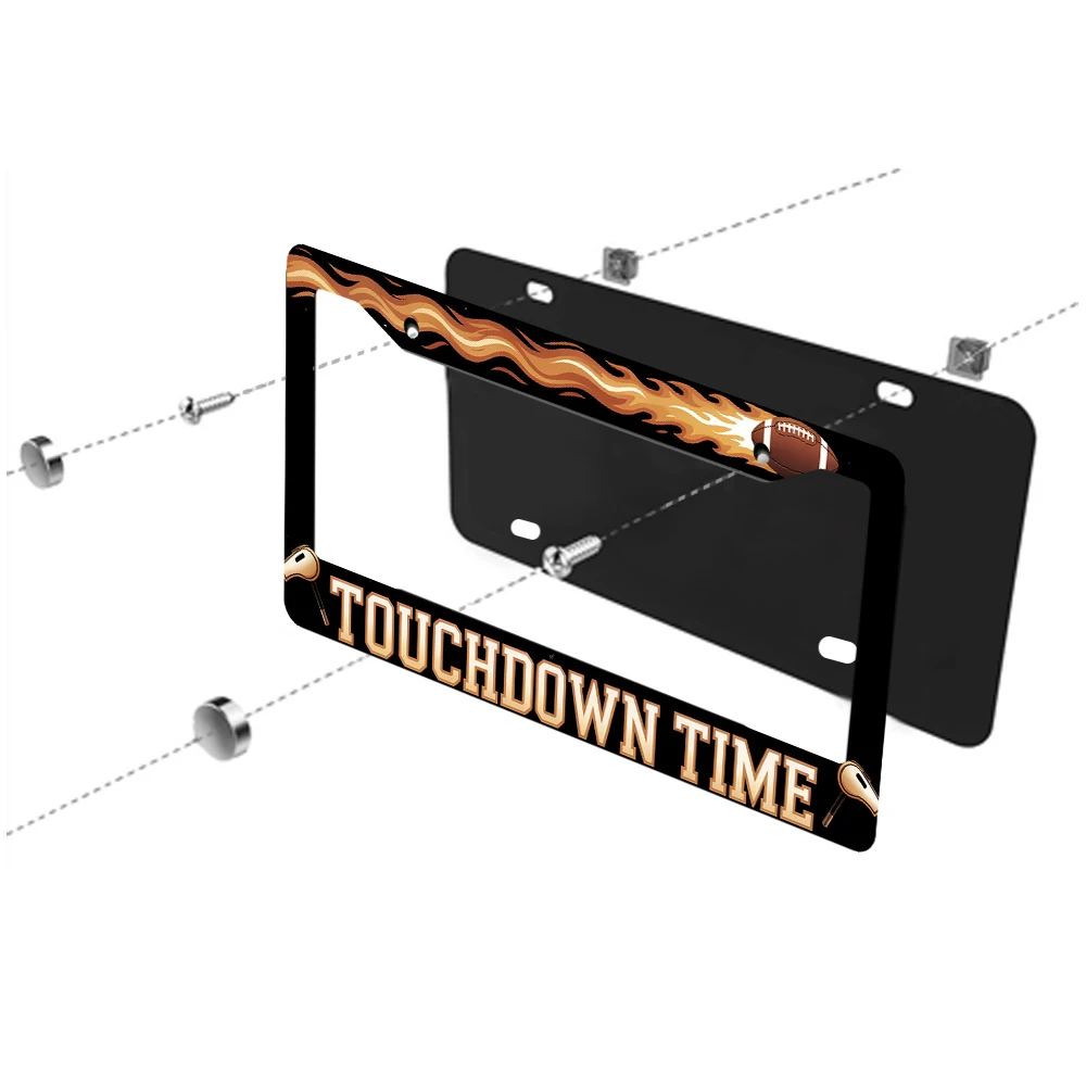 1 قطعة كرة القدم باللونين الأسود والذهبي نمط لهب 2 حفرة إطار لوحة الترخيص ، مادة الألومنيوم ، 6x12 بوصة ، مع طقم مسامير ، ريترو نوفمبر