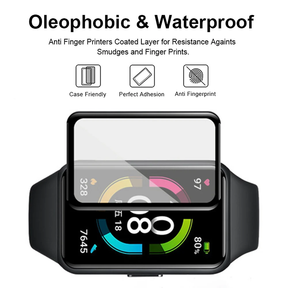 1/2pcs 3D Protective Film For Huawei Band 6 / Honor Band 6 Watch Soft Clear Composite Protective Film Full Screen Protector