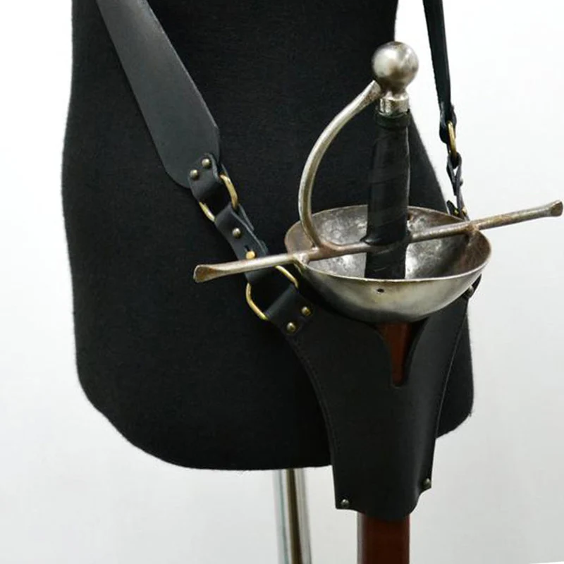 Porte-fourreau en cuir pour hommes, épée, ceinture d'épaule, fourreau, Costume d'arme de guerrier Pirate, Steampunk, étui de Rapier Baldric