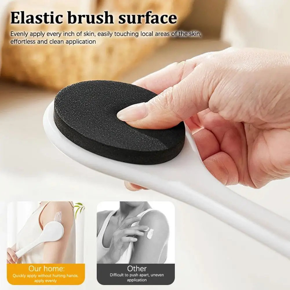 Lotion Applicator Body Wash Brush Padded Brush With Long Reach Handle Self Application For Back Feet Skin Cream Sunscreen