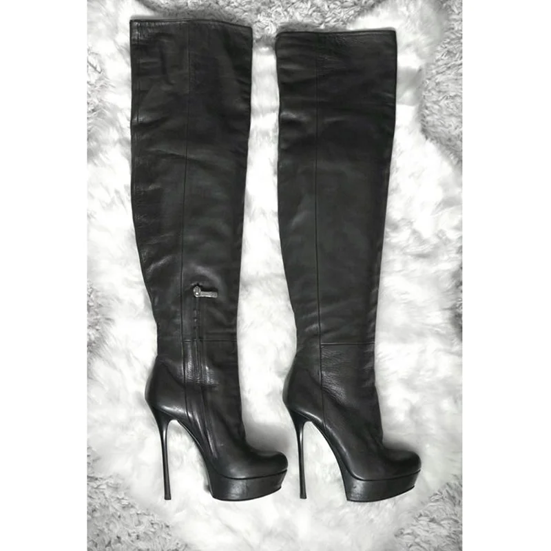 

Solid Mid Calf Buckle Boots Pointed Toe Thin High Heel Fashion Sexy Cool Winter Big Size 2025 Woman Shoes Zapatillas Mujer