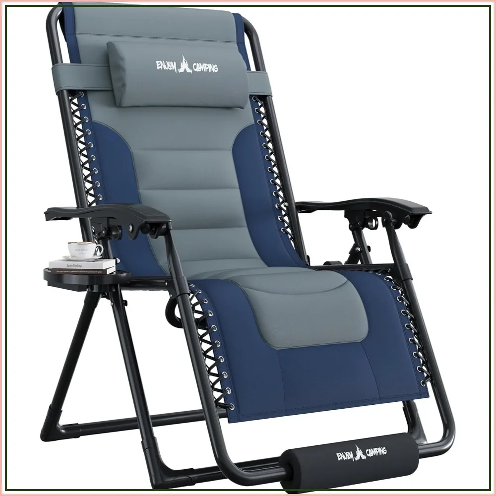 Oversized Zero Gravity Chair Folding Padded Outdoor Recliner with Pillow
