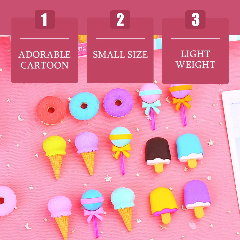 Classroom Eraser Erasers for Kids Ice Cream Decor Three-dimensional Detachable Donut