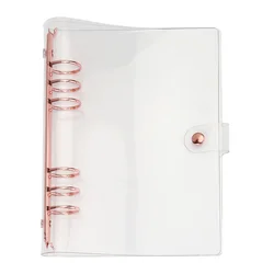 Libro de mano de oro rosa, carpeta transparente portátil, cubierta de hojas sueltas, diario suave, almohadillas decorativas de PVC para estudiantes