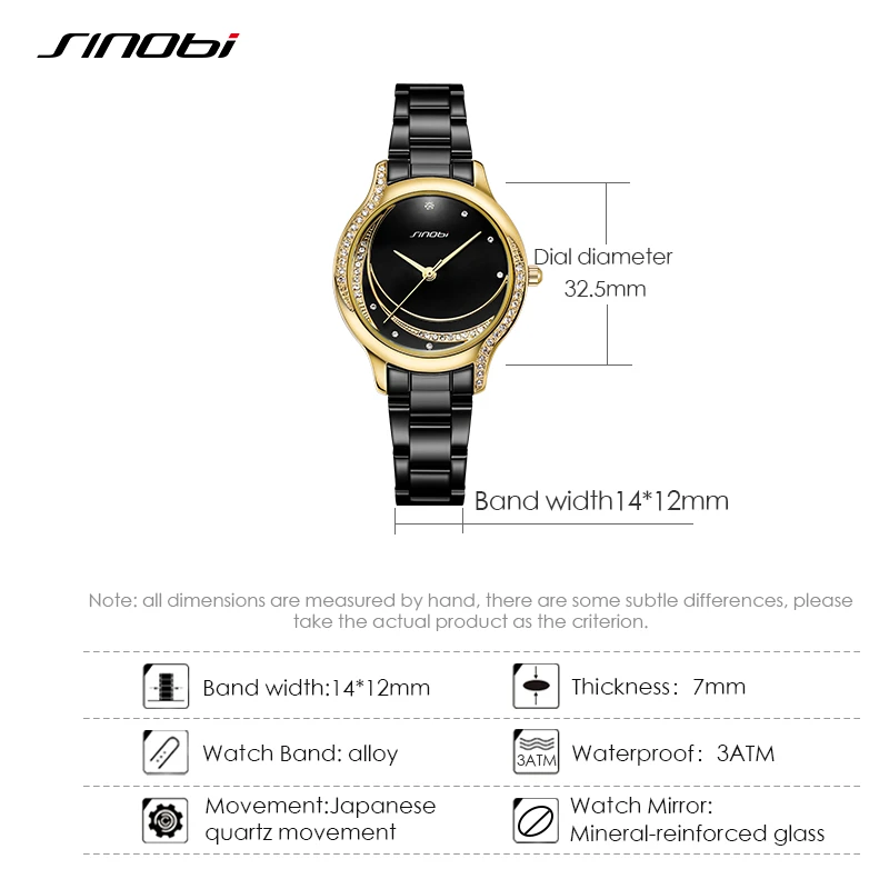 SINOBI Top Luxury Ladies Watch Original Design Diamond Woman\'s Quartz Wristwatches Gifts Clock for Wife Female Hot Sales Watches