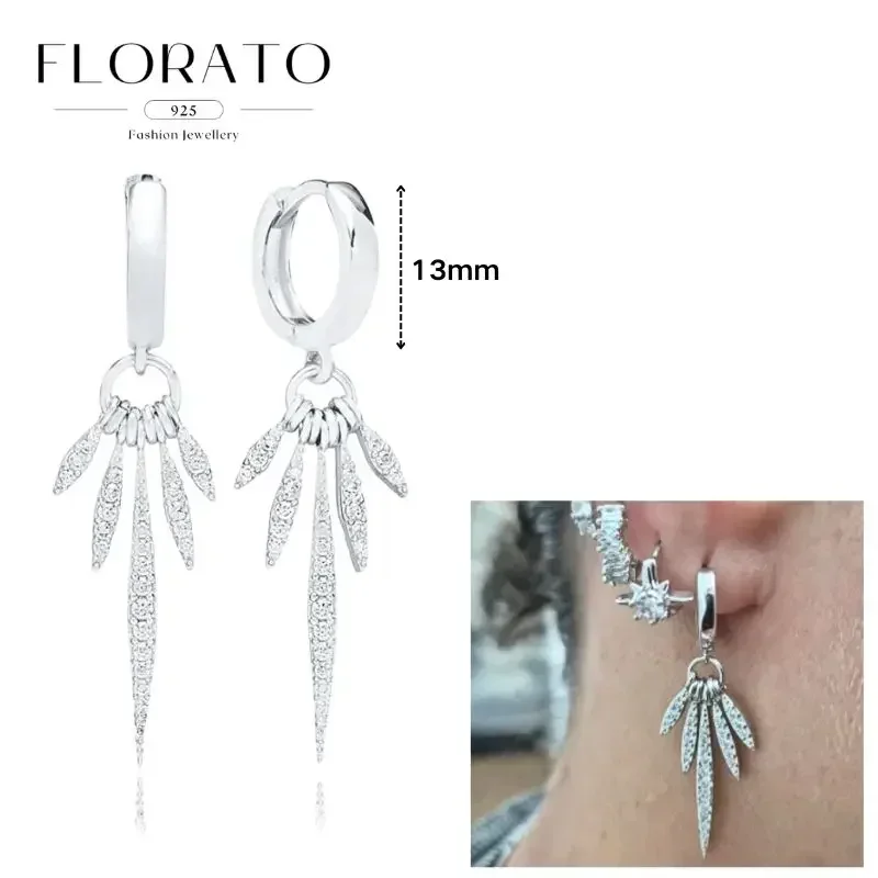 FLORATO 925 Sterling Silber Ohrringe mit Kettenquasten-Anhänger, Zirkon-Silberohrringe für Damen, Trendiger Luxus-Hochzeitsschmuck