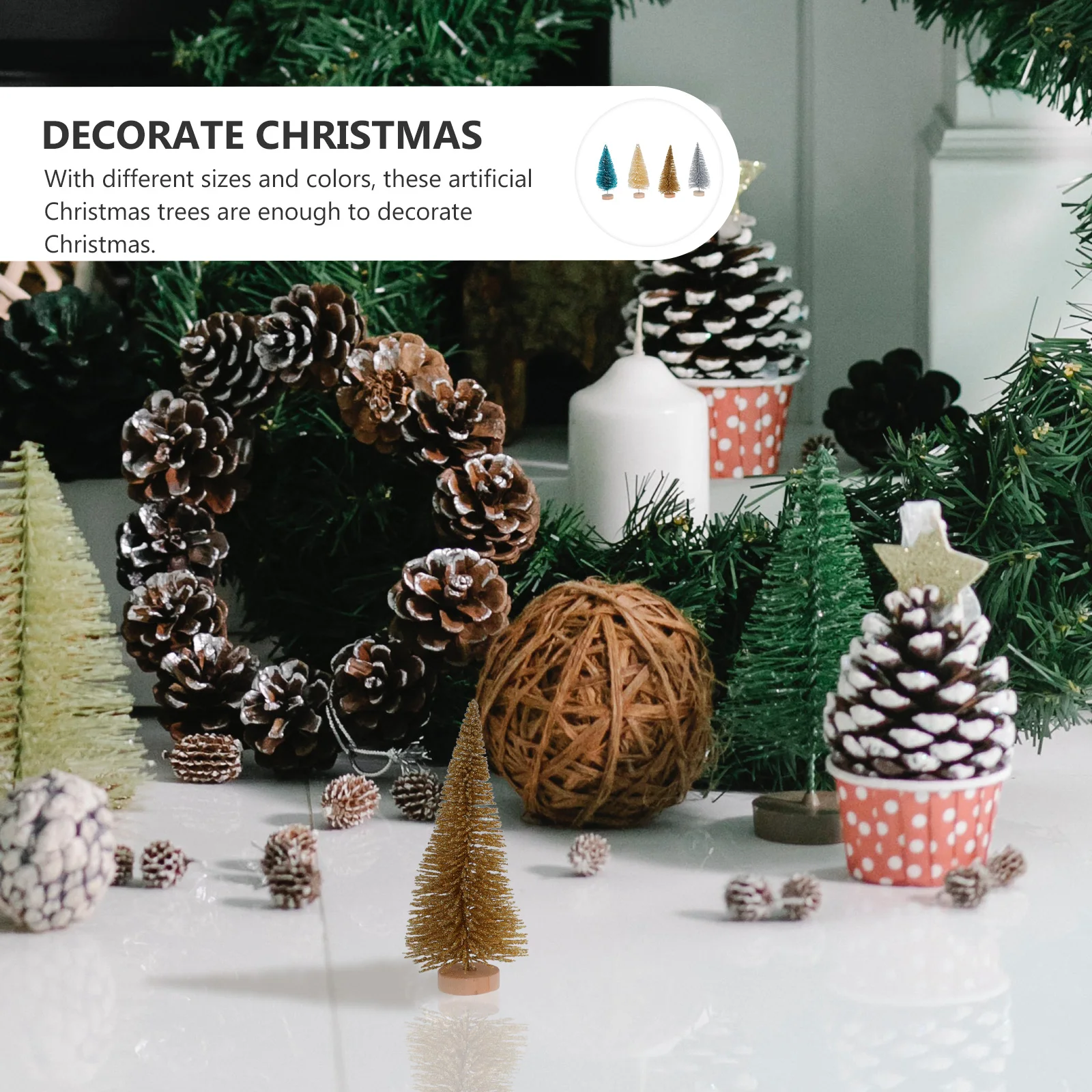 

12 Pcs Miniature Christmas Tree Ornaments Decoration Trees for Crafts Small Decorations