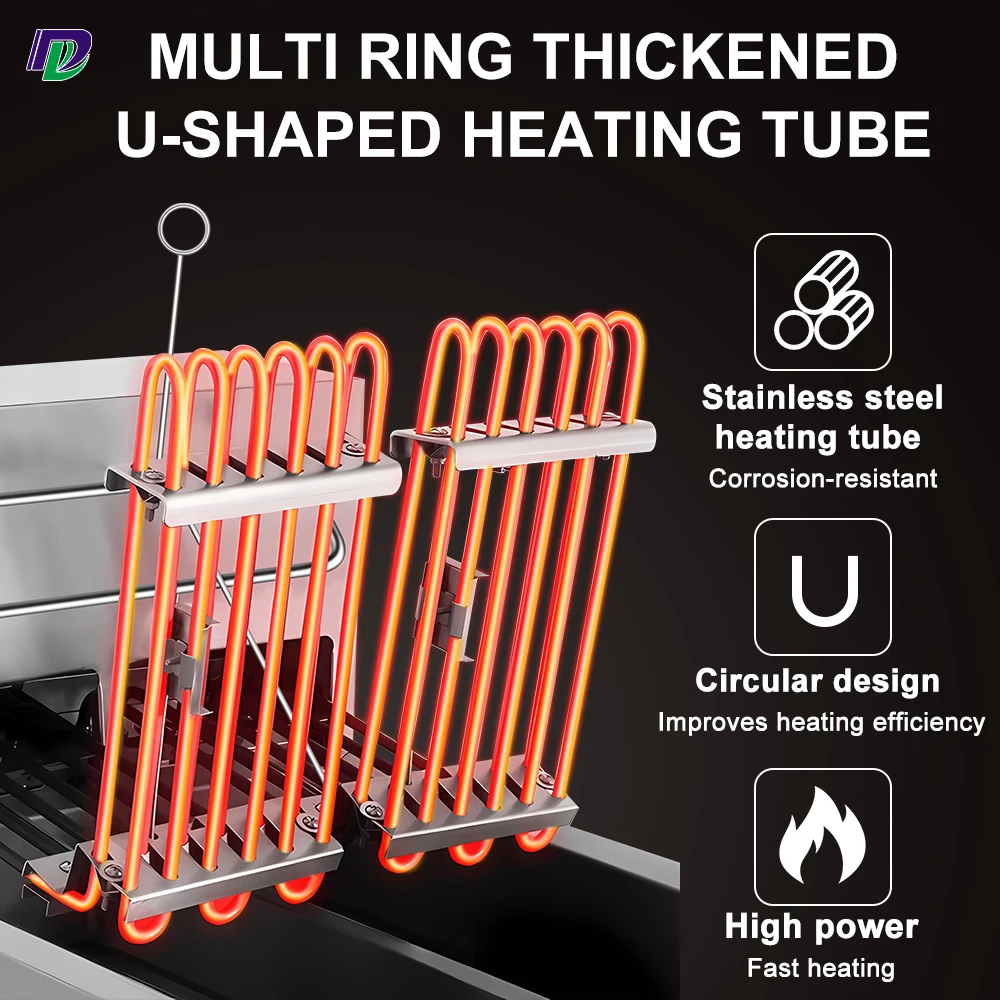 Commercial Kitchen Restaurant Catering Equipment Chicken Potato Two Tank Fat Fryer Electric Deep Fryers