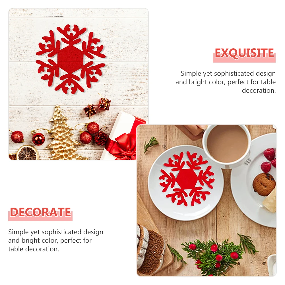 

10Pcs Snowflake Felt Coasters Heat Resistant Cup Mats Drink Coasters Insulation Table Placemat Christmas Decor