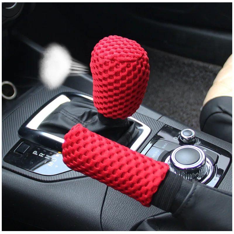 3Pcs Universl Ice Silk Car Steering Wheel Cover Wear-resistant Anti -slip Steering Wheel Cover Gear Handbrake Cover Car Interior