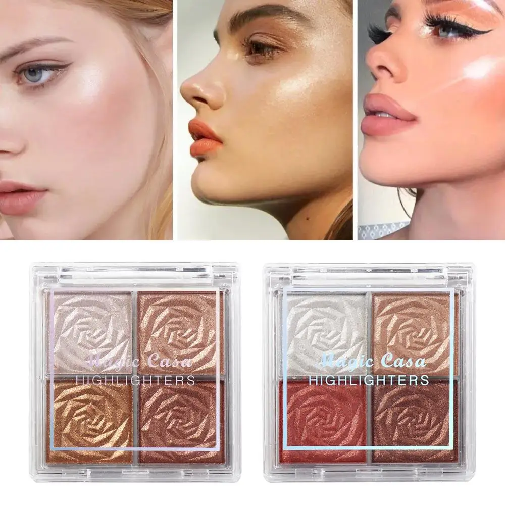 Ombretto 3D Viso Bronzer Highgloss Blush Strumento per il trucco delle donne Tavolozza evidenziatore glitter Tavolozza per trucco in polvere con evidenziazione di diamanti