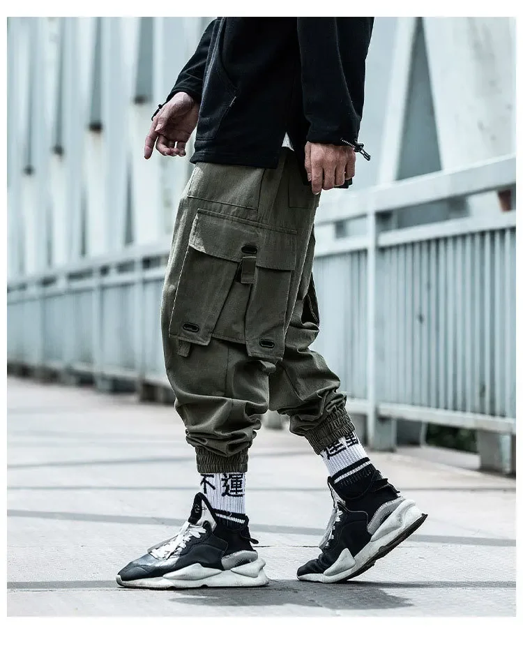 Cargo Pants Men Hip Hop Harem Pants Streetwear Harajuku Track Jogger Sweatpants Cotton Techwear Trousers Male Pants B36