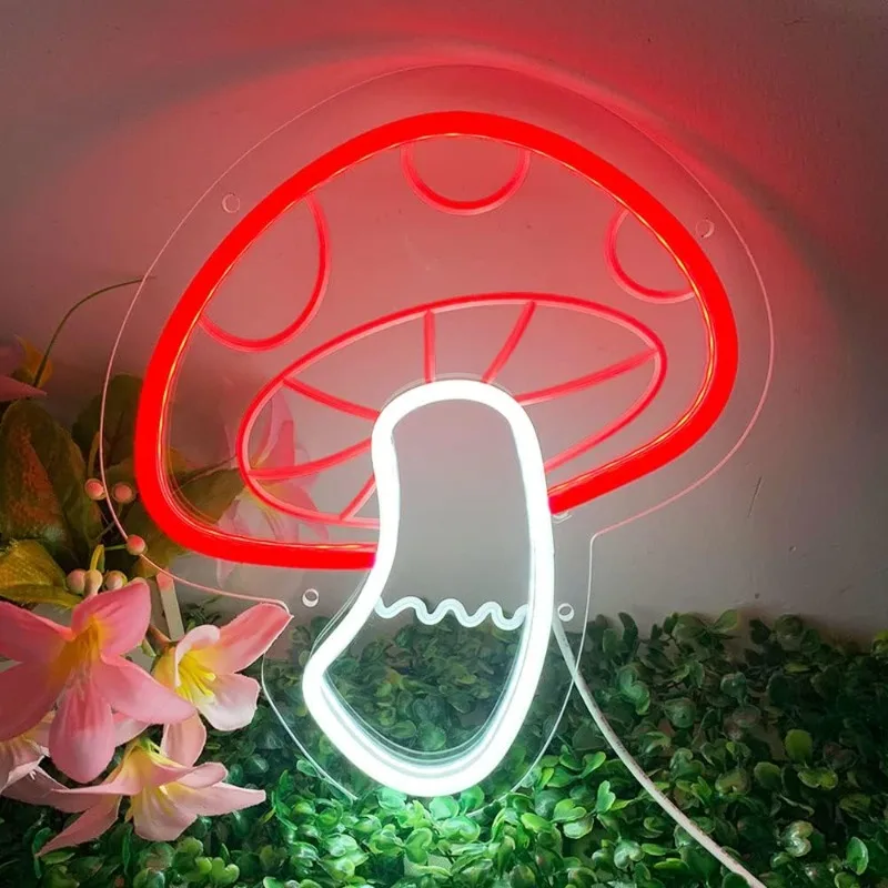 

Mushroom Neon Sign LED Neon Light for Wall Decor 3D Engraved Light Create Forest Vibes for Kids Room,Garden,Valentine's Day Gift