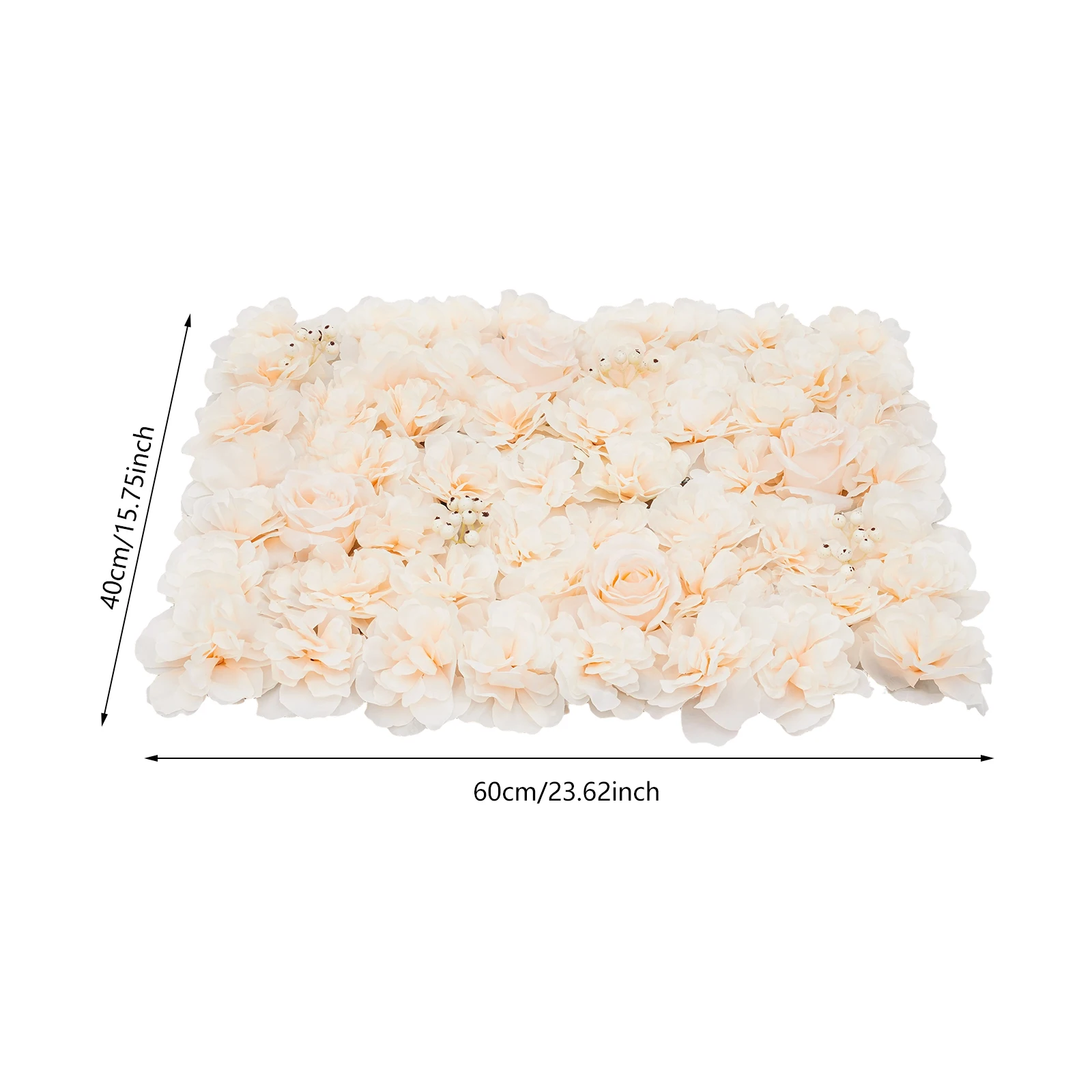 6-teiliges Set Pflanzen-Blumen-Wand Bestickte Kugel Künstliche Blumenwand-Platte Weiß Frucht+Hell-Champagner Prachtvolle Rose – Detail 24