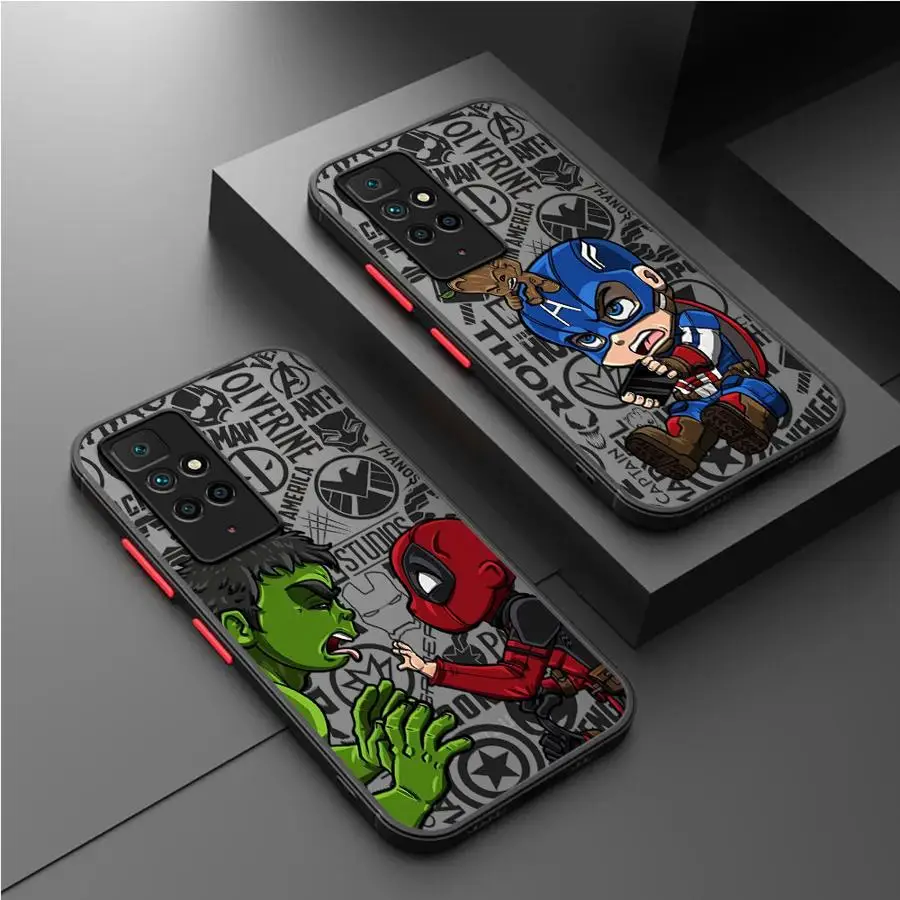 Matte Case For Xiaomi Redmi Note 11 13 Pro Plus 10 12 9S 12S 12C 9 8 K40 10C A1 8T 13C Phone Cover Marvel Sipider Man The HULK