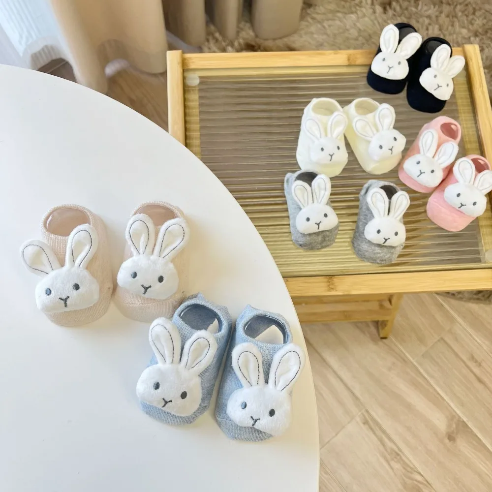 

Soft and Skin Friendly Baby Silicone No-slip Floor Socks Cotton Sweat-absorbing and Breathable Cute Bunny Infant Ankle Socks