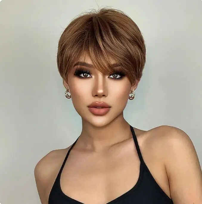 Short Blonde Golden Costume Wigs with Bob Straight Natural Fake Hairs for Women Daily Heat Resistant Wigs