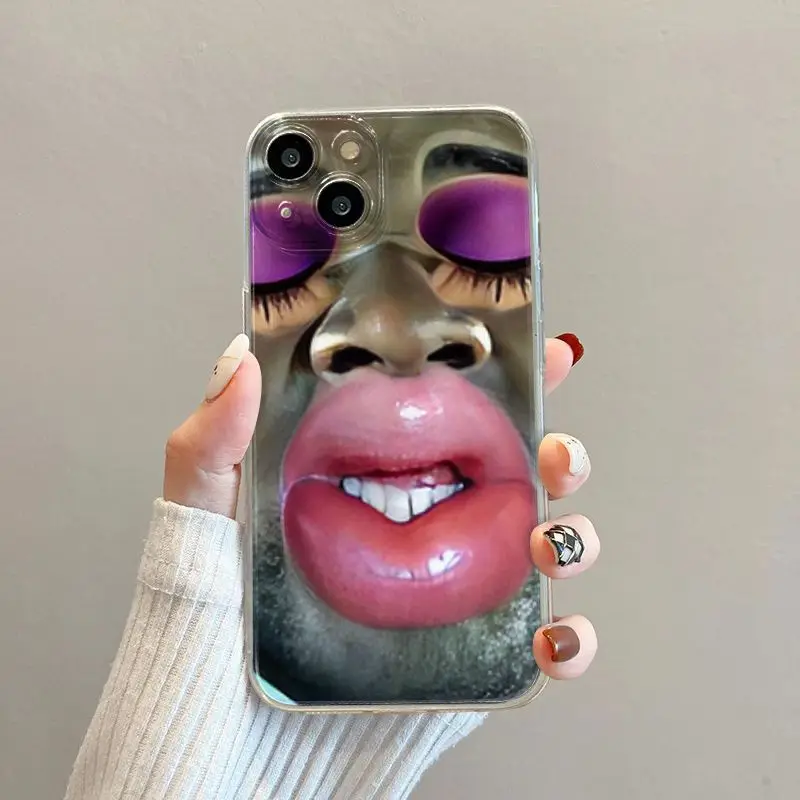Подходит для Apple 15 Personality 16 pro max Немодный чехол для мобильного телефона Огромный уродливый IPhone 14 пародия 12 Все включено Прозрачное