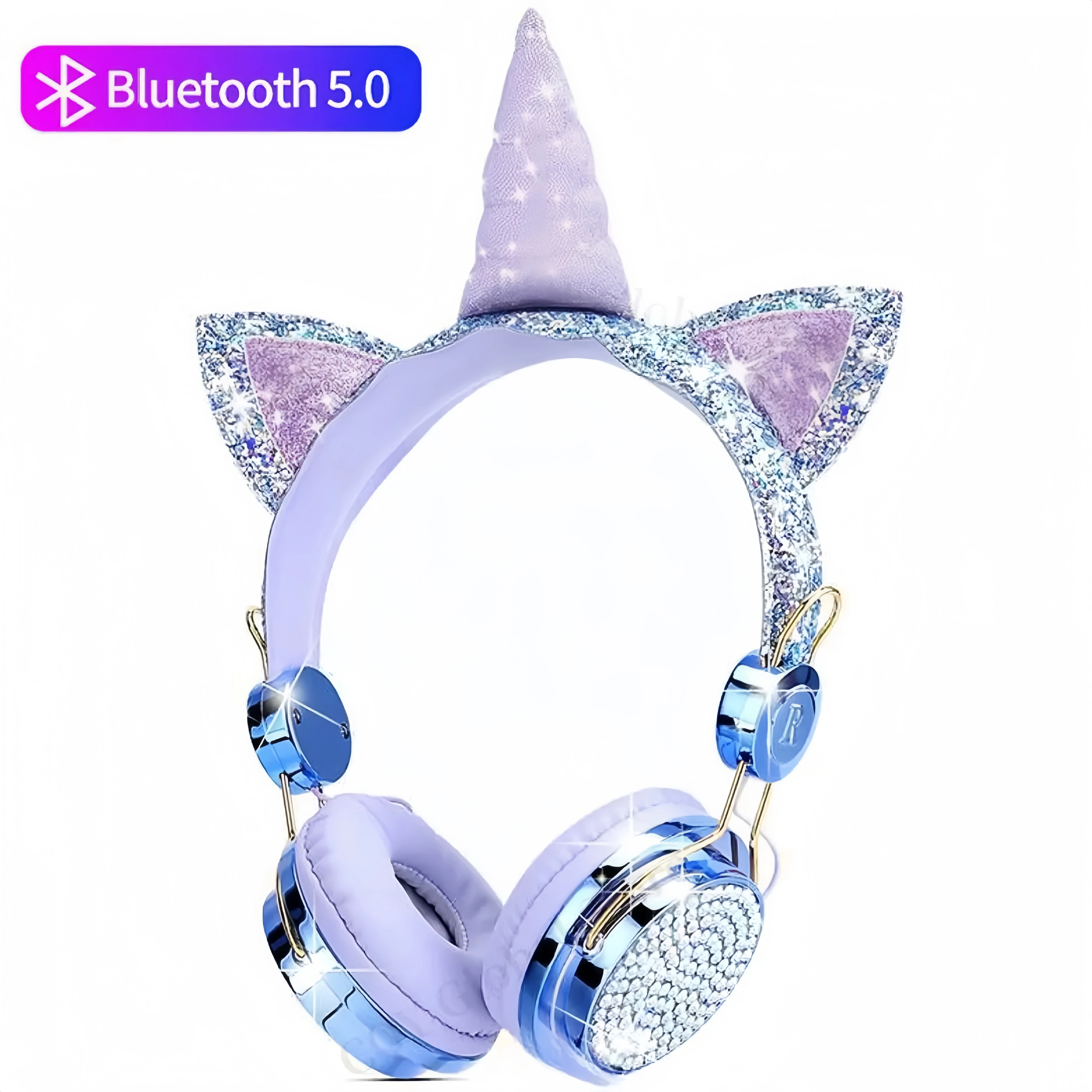 Diamond Unicorn Bluetooth Headset Kids wireless Headphones With Mic Online Learning Headphone Music Stereo Headphones Kids Gifts