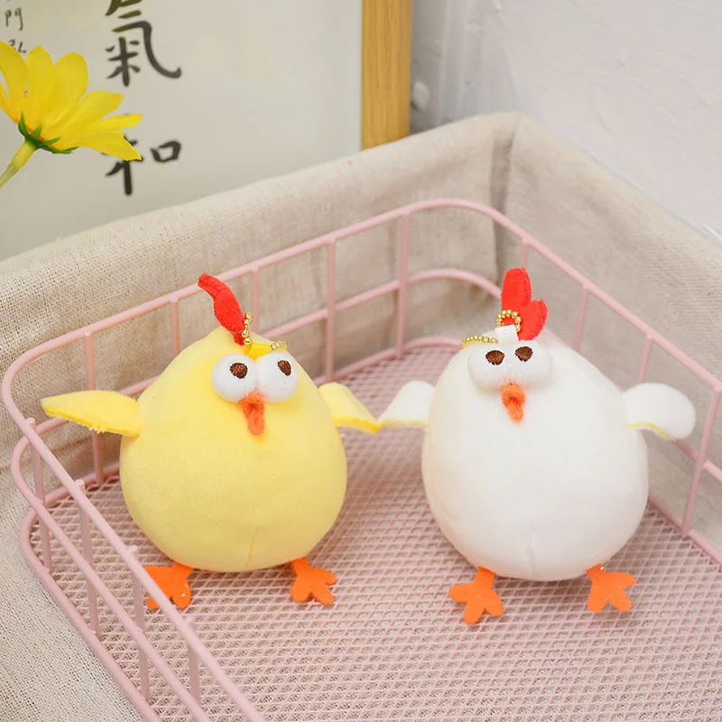 

10cm New Cartoon Cute Funny Chicken Plush Toys Creative Soft Plushie Stuffed Plush Keyring Pendant Doll Children's Toys Gifts