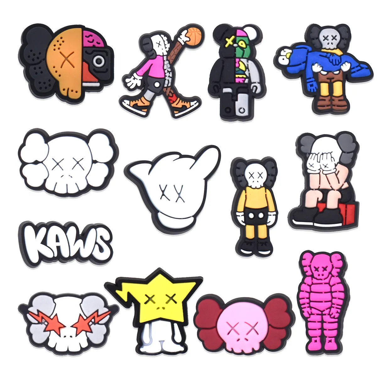 13Pcs Set Popular Streetwear Rubber Shoe Charms For Slides Sandals DIY Custom Accessories Soft Shoe Clog Pins Studs Wholesale