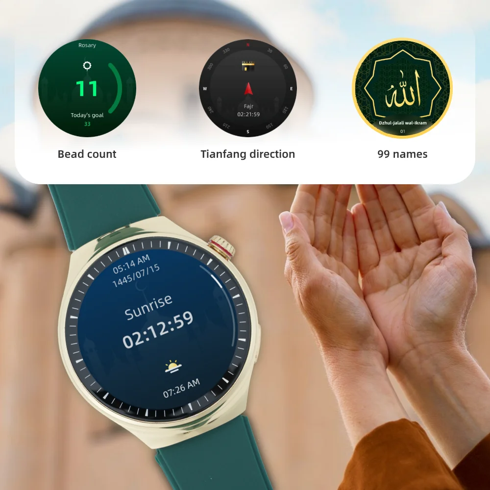 Muslim Mate smart watch qibla watch prayer reminder islamic watch with compass multifunctional montre i qibla direction finder