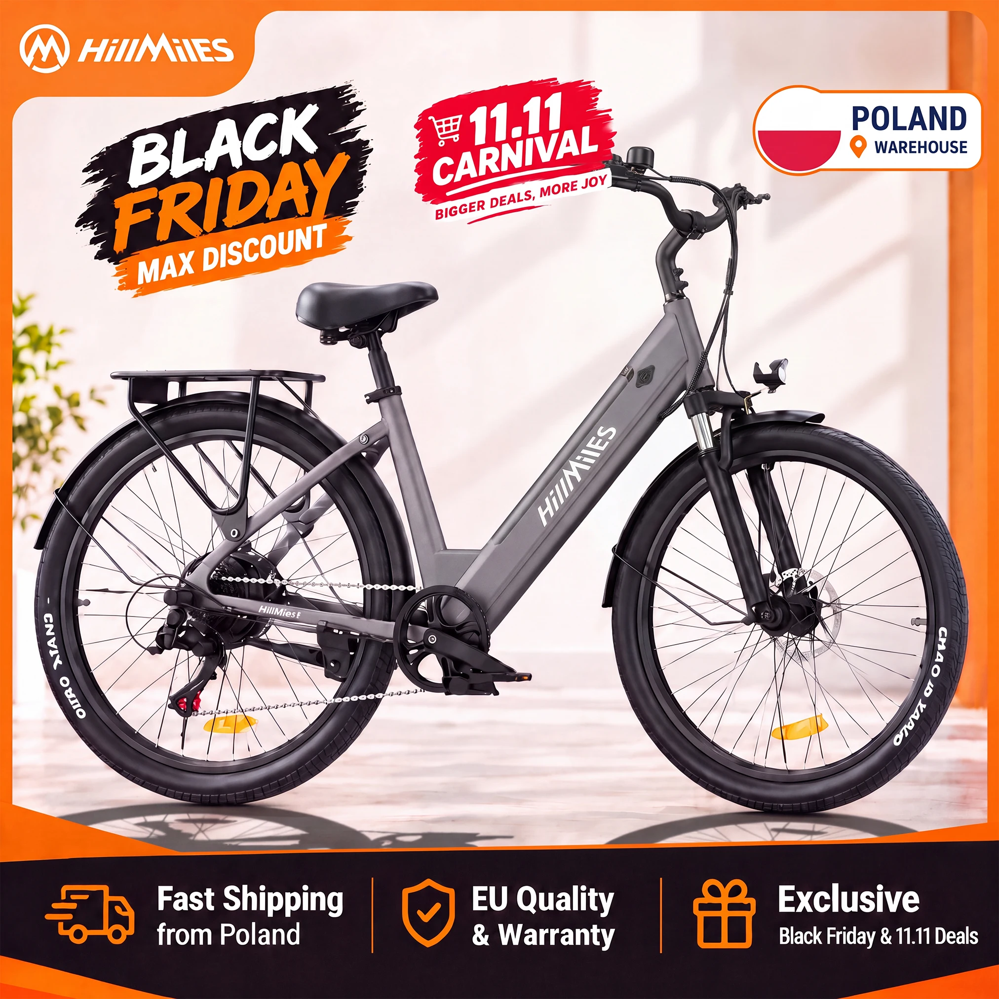 HillMiles MileCity 1, vélo électrique 26 pouces, 250 W, 38 Nm, batterie amovible 36 V 13 Ah, autonomie jusqu'à 80–100 km, suspension avant à 7 vitesses, frein à disque mécanique, vélo électrique urbain, vélo électrique EPAC 25 km/h, vert.