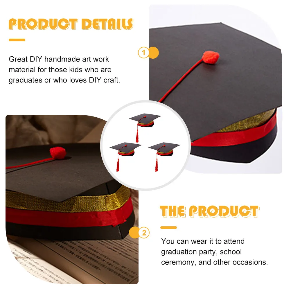 Paper Graduation Caps DIY Graduation Hats Materials Kids Handmade Craft for Party Ceremony Creative Gift