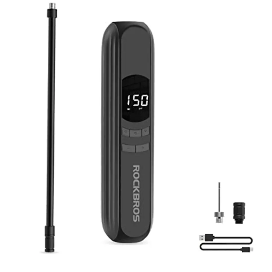 

Electric Bike Pump, 150 Psi Tire Inflator Portable Air Compressor, 2600mAh Rechargeable Air Pump with Digital Pressure Gauge Au
