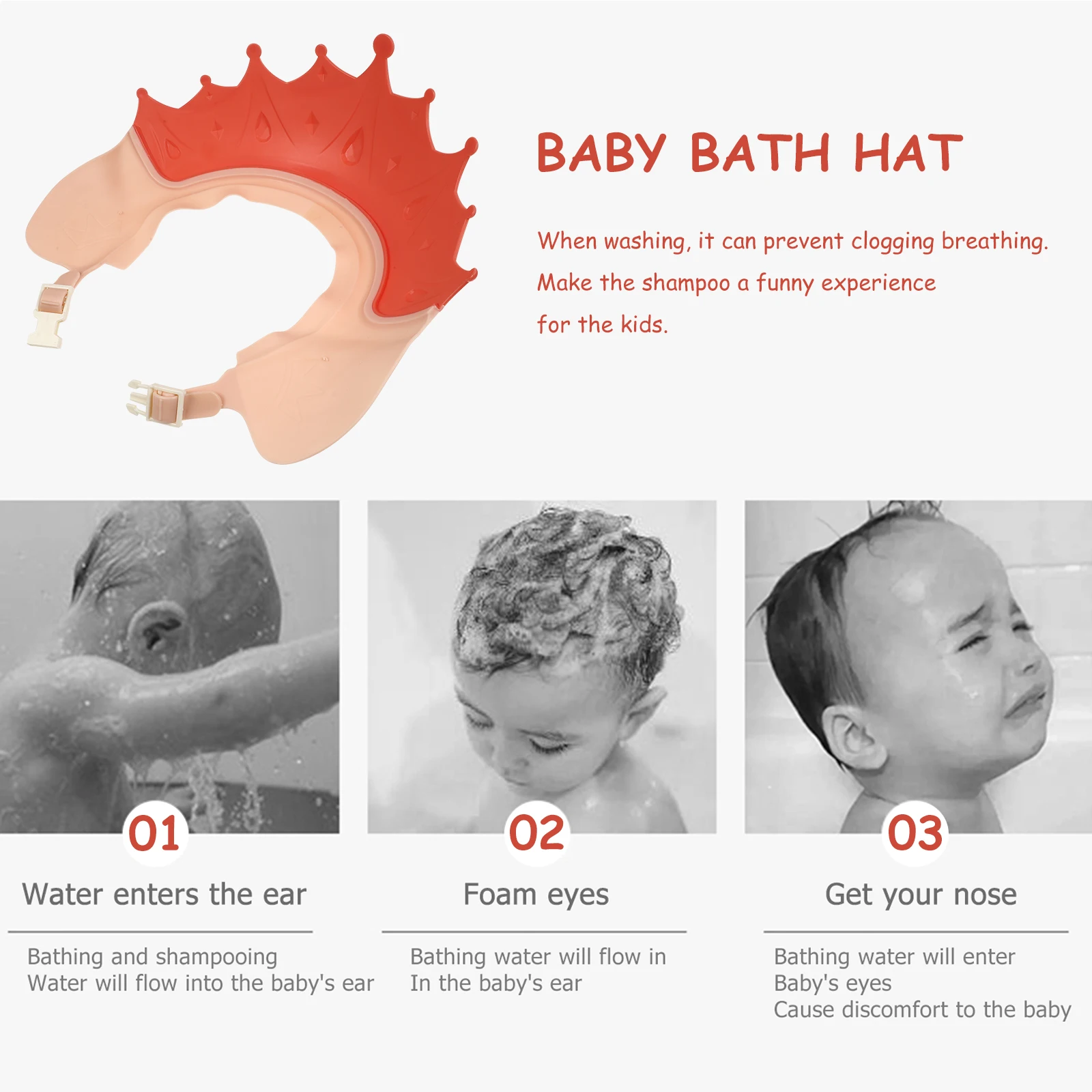 

Waterproof Baby Bath Hat Kids Shower Cap Toddler Hair Washing Visor Eye Ear Protector Non Harm Skin Fun Shampoo