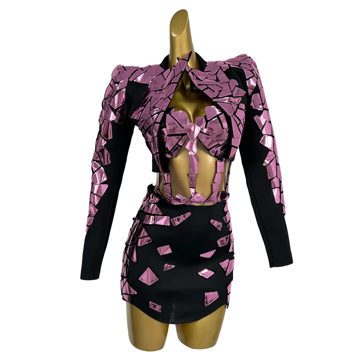 

Stage Performance Dress Up Crop Tops Mini Skirt with Jacket 3Pieces Party Club Dress Bodycon Sexy PUB Costume Dance Troupe Set