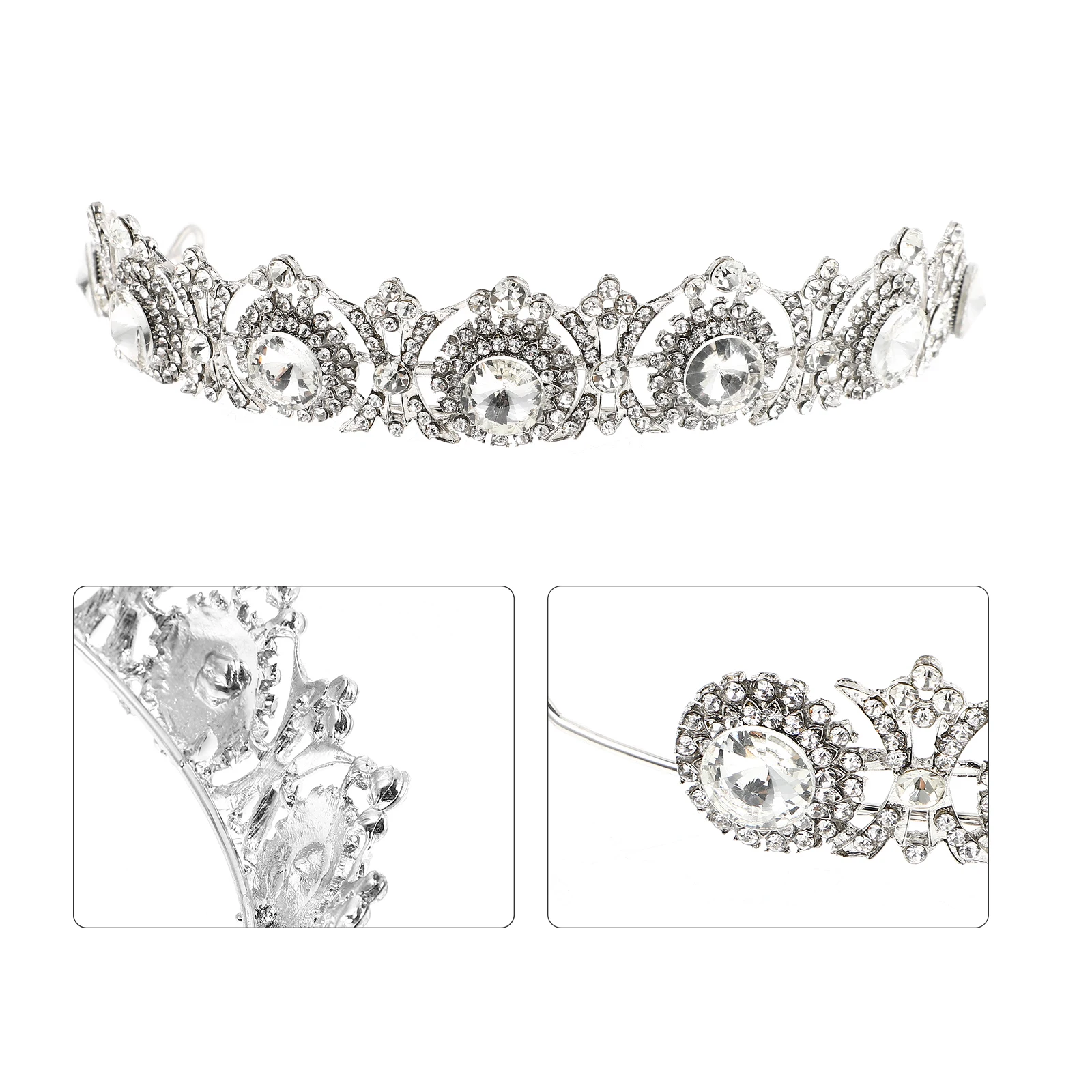 

Bridal Crown Wedding Hair Decor Rhinestone Tiara Lightweight Accessories For Bride Party Engagement Headwear Jewellery