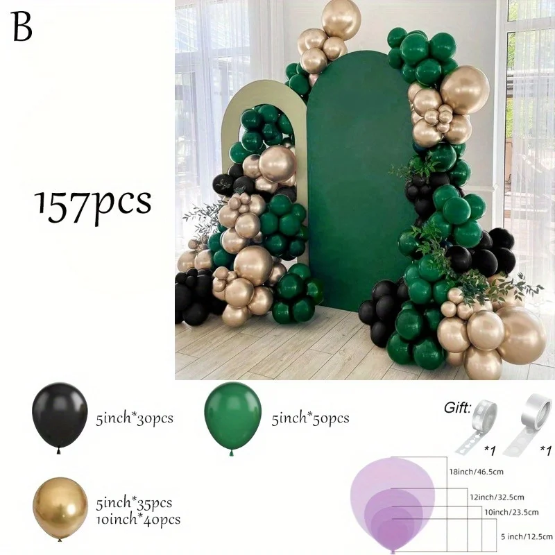 Christmas Green Tie Balloon Arch wreath set, used to decorate surprise parties, bridal showers, birthday parties, gender reveal