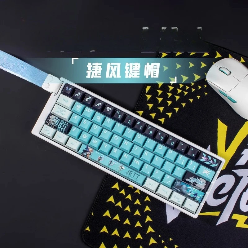 Suitable for WOOTING60he/he + anti-color transparent purple transparent snow woman comic pbt60 with column keycaps collection