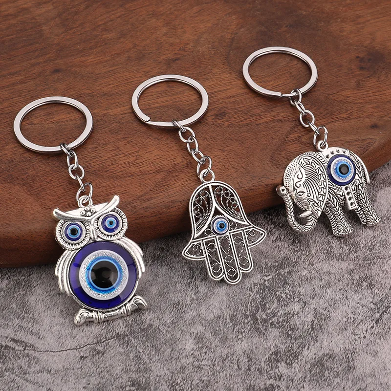 2024 LUCKY EYE Tree Fatima Hamsa Hand Evil Eye Pendant Keychain Charm Wall Hanging Decorations for Home Living Room Car BE230