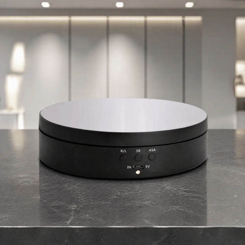 5.43x1.38in Rotating Display Stand USB Powered Mirror Surface Display Turntable Electric Motorized Adjustable Speed