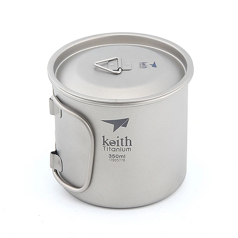 Keith Titanium Camping Mug Folding Handle 350ml Outdoor Travel Office Party Drinkware Titanium Water Cup Beer Tea Coffee Mug