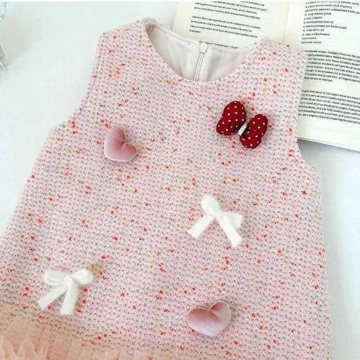 

Новое зимнее модное платье с флисовым жилетом для маленьких девочек, элегантное детское платье принцессы для вечеринки, дня рождения, От 1 до 6 лет