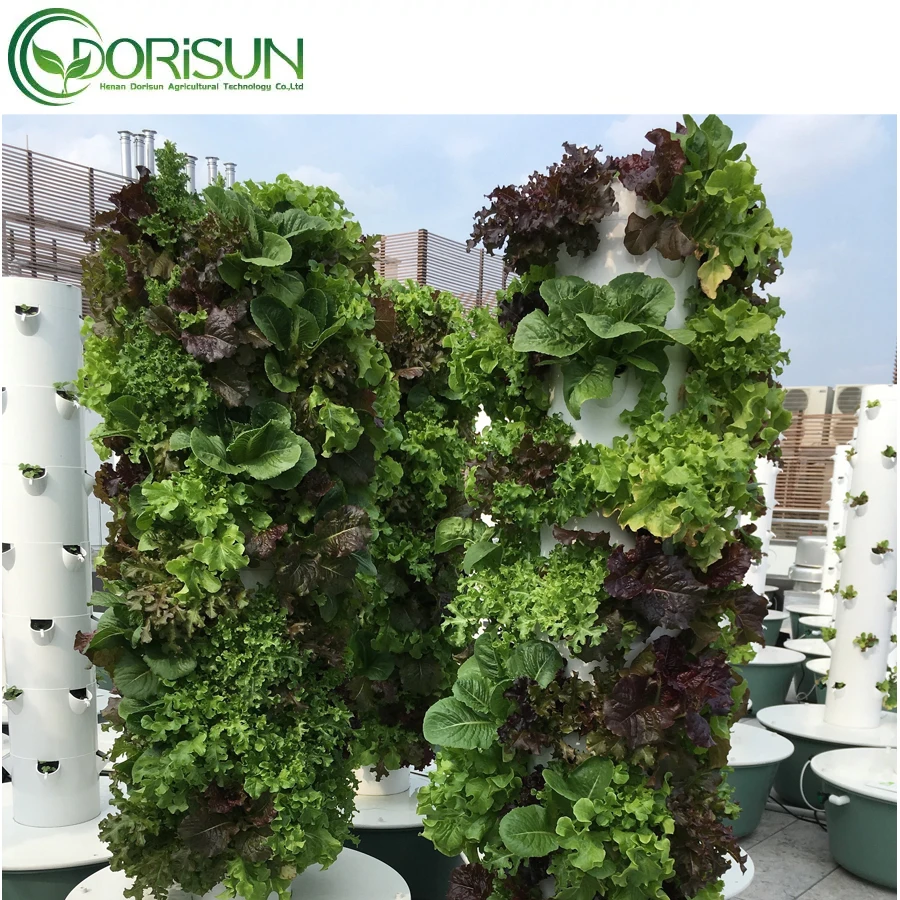 Outdoor Hydroponic Tower Grow Systems Garden Agricultural Soilless Vertical Hydroponic Grow Tower