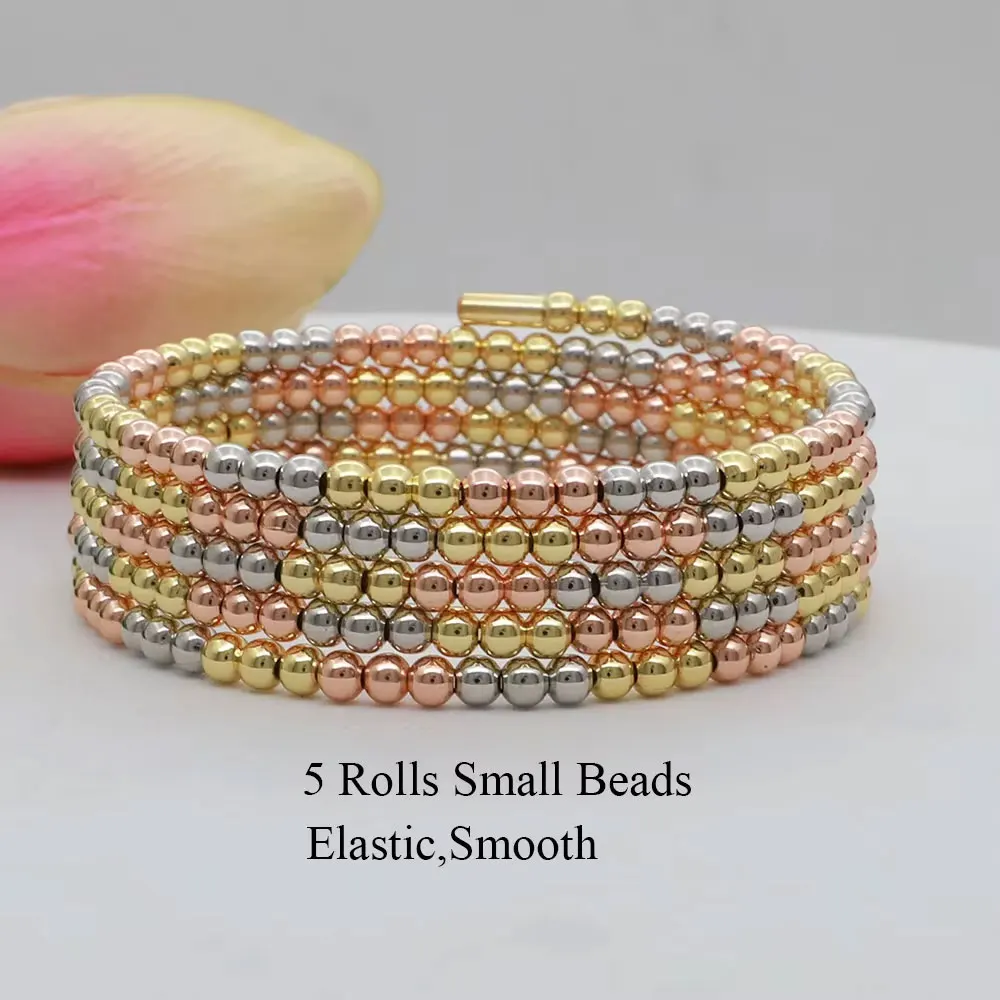 2025 Latest Fashion Trending Jewelry 5 Elastic Rolls Bracelet Colorful Beaded Bangle Party Jewelry For Women Men Daily Wear