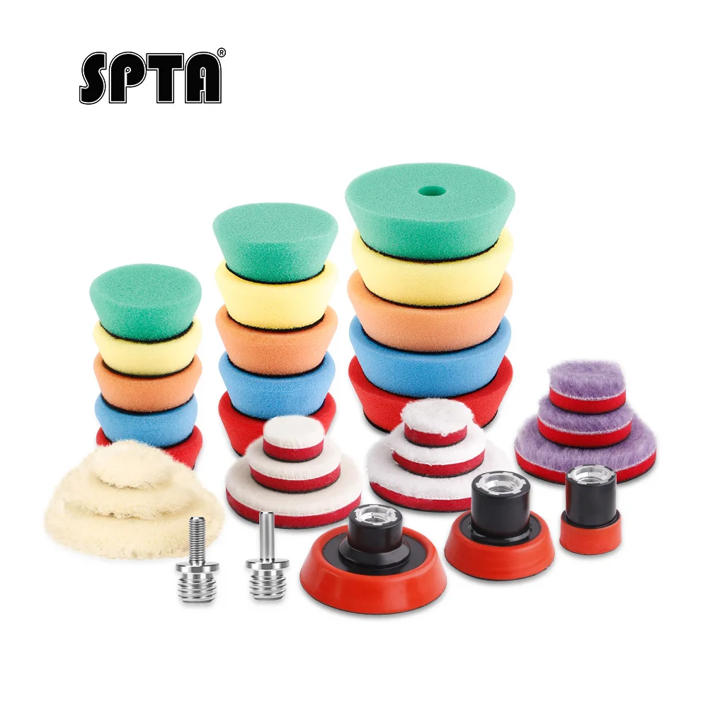 

SPTA 32Pcs 1"/2"/3"T-Shape Car Detail Polishing Pads Mini Buffing Polishing Pads Wool Pad For Car Polisher And Electric Drill
