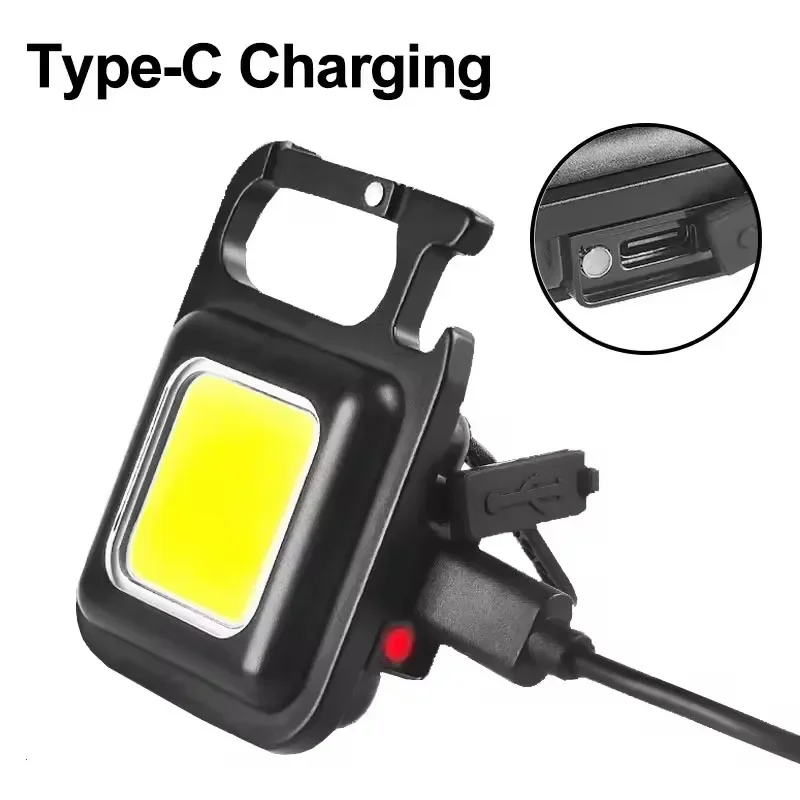 MINI COB Super Bright Keychain Flashlight Charging Lamp Camping Lights with Magnet 4 Lighting Modes for Camping Home